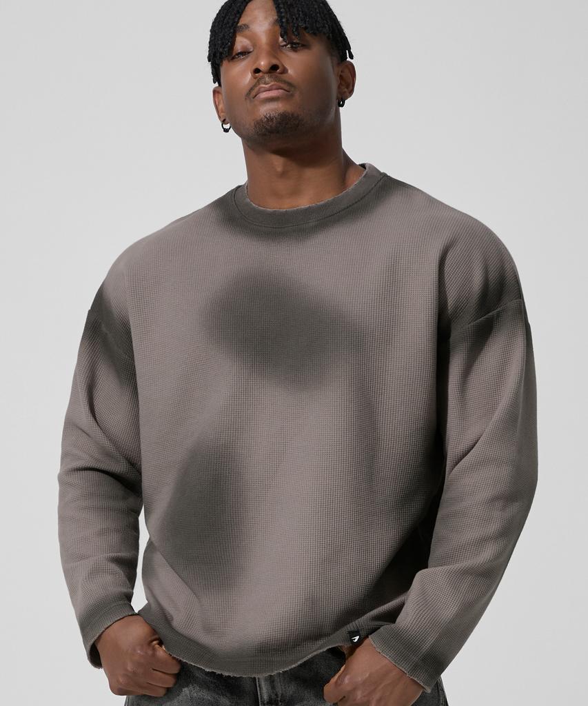 DRIX Vintage Waffle Oversized Long Sleeve_Charcoal