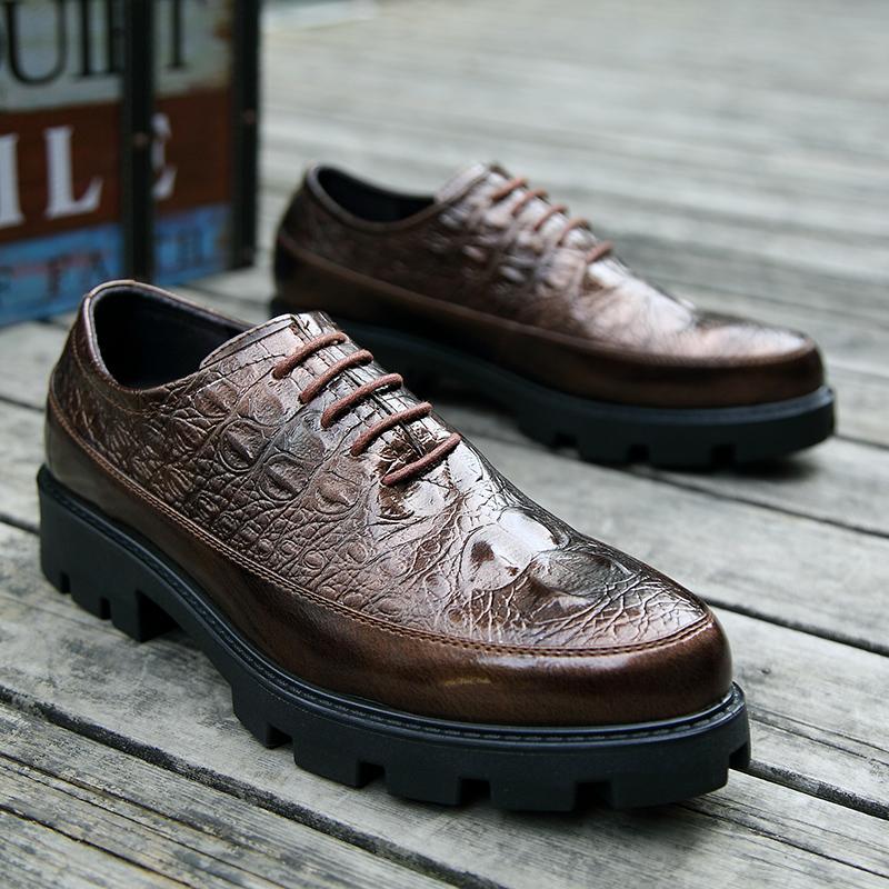 Fashion New Luxury Brand Mens Casual Shoes Italian Leather Thick Soled Business Formal Shoes Fashion Adult Elegant Male Oxford Shoes