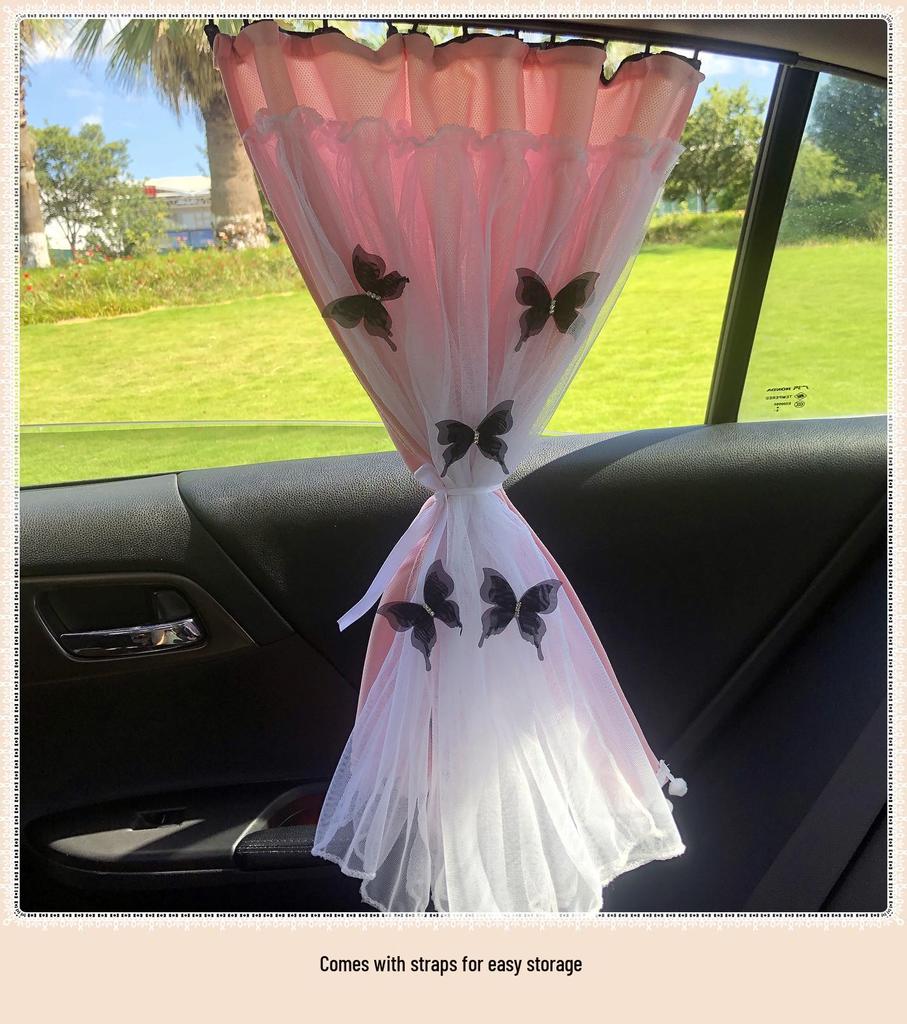 Butterfly Baby Sun Protection Suction Cup Car Curtains - Heat Insulation & Privacy Side Window Gauze Shade