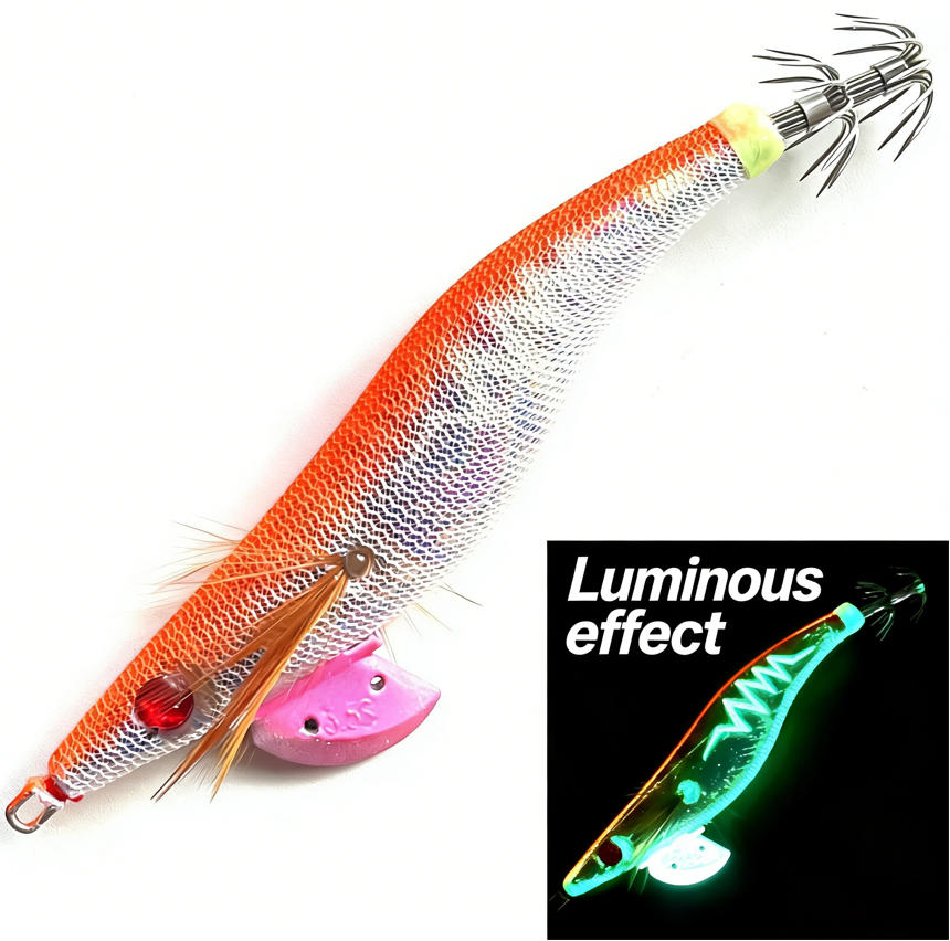 Daoyu Realistic 3.5# Strong Hook Metal Lure Squid Fishing Bait Luminous EGI Jigging for Trolling Fishing Trusted Factory