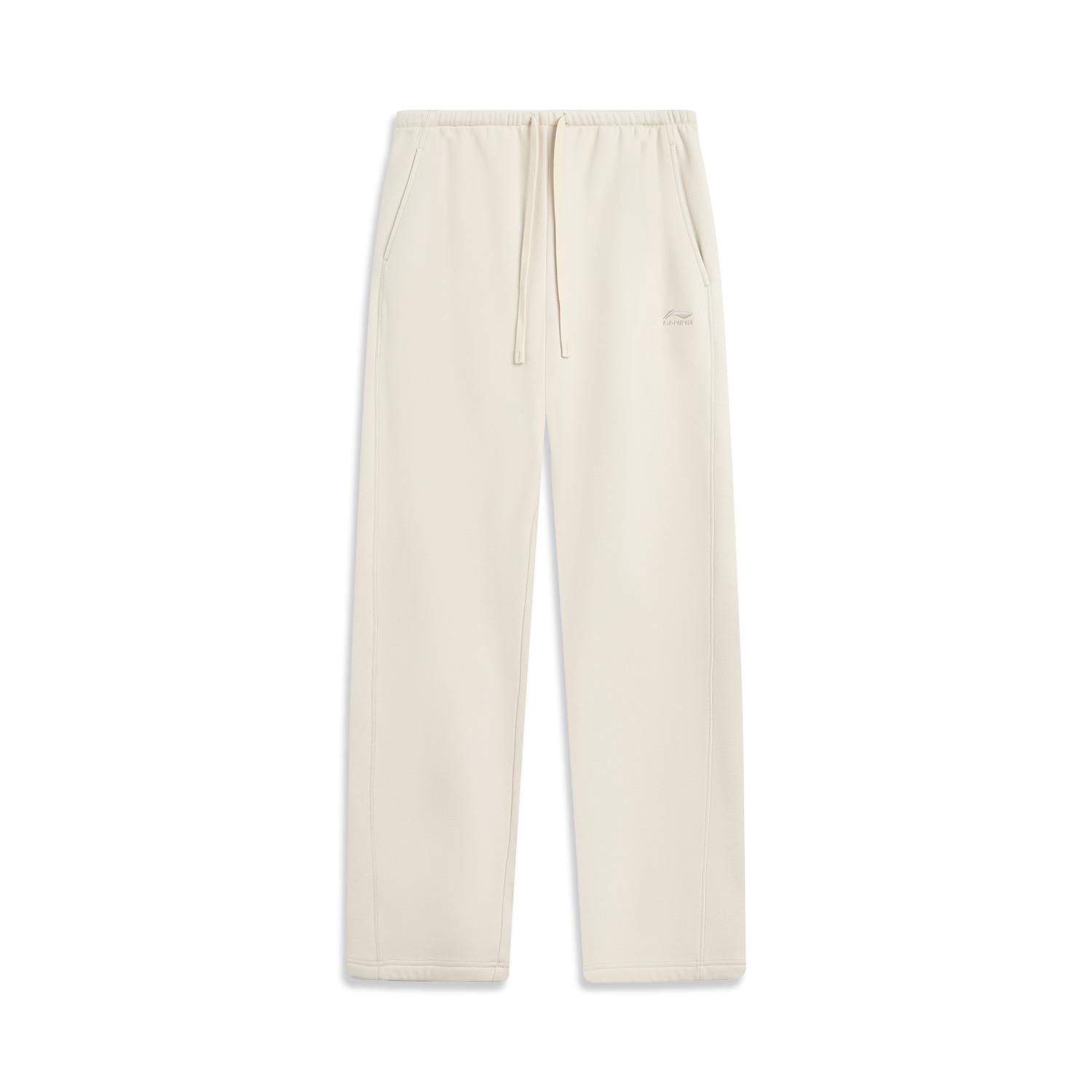 

Li Ning Серия спортивного образа жизни Флис Толстый Логотип с буквами Средняя посадка Свободные Трикотажные спортивные штаны на кулиске Женские брюки AKLVB48-5 XS