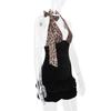 Velvet Leopard Patchwork Halter Mini Dress - Sexy, Slimming, Backless Design