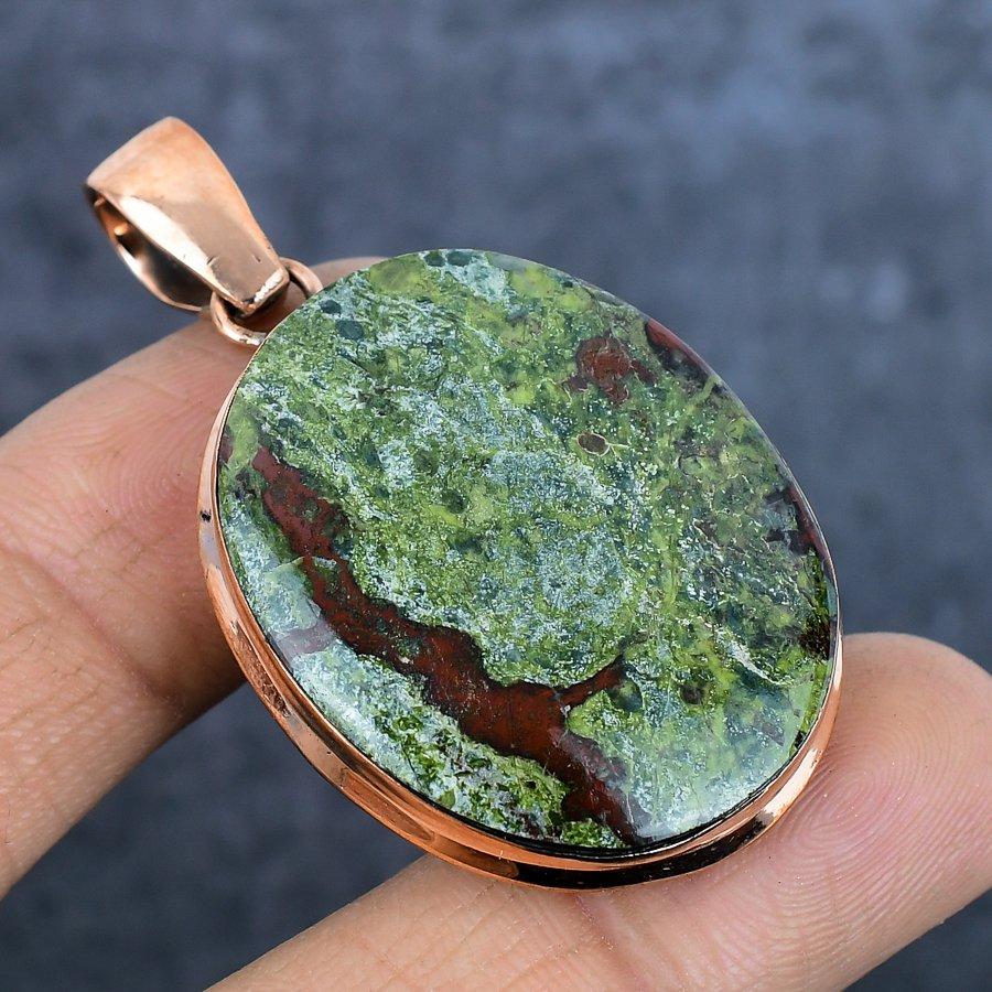 Natural Dragon Blood Gemstone 925 Sterling Silver Jewelry Pendant 2.17" F5F18