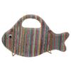 Cute Fish Shape Straw Clutch Bag for Women Handheld Woven Summer Beach Purse with Chain Strap Multicolor Hollow Weave Vacation Party Mini Handbag