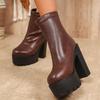 Women's Plus Size Chunky Heel Ankle Boots with Side Zip - 2025 Winter Collection