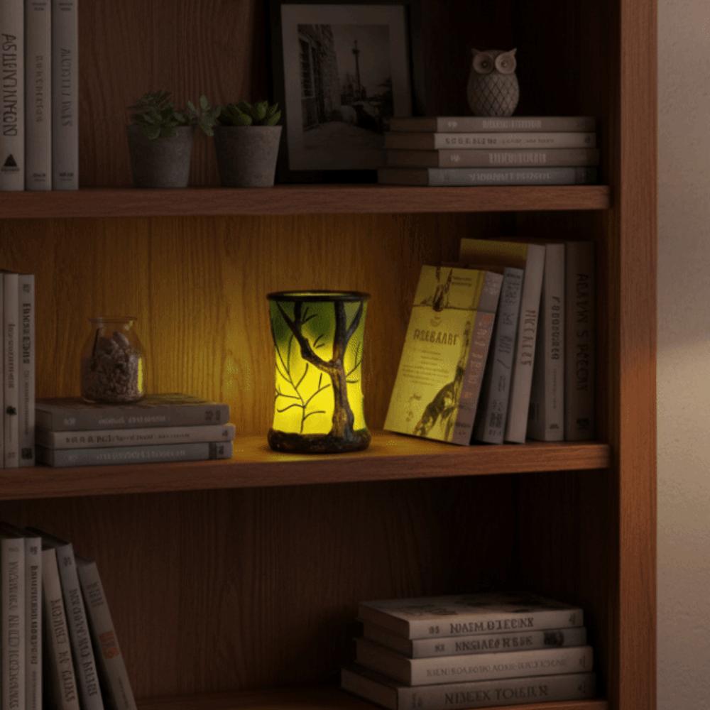 Glowing Night Light Forest Tree Silhouette Desk Lamp Candle Holder Table Lamp Halloween