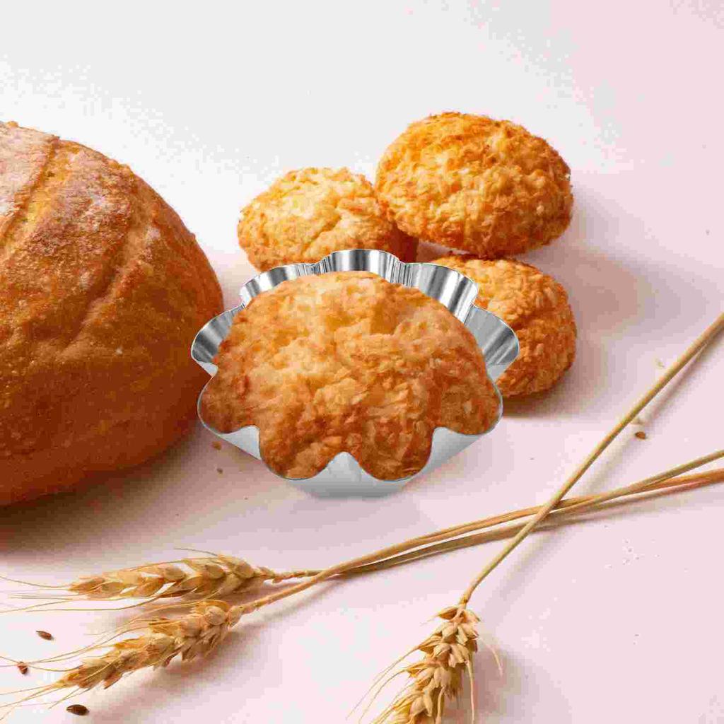 6 Pièces Moules à Tarte Muffin Cheesecake Métal Fleur Moules Acier Inoxydable Moule Antiadhésif