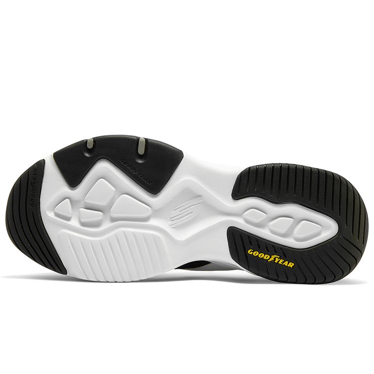 Skechers DLites Fabric Synthetic Leather Round Toe Lace-Up Low Top Dad Shoes Men Sneakers White Black 237226-WBK