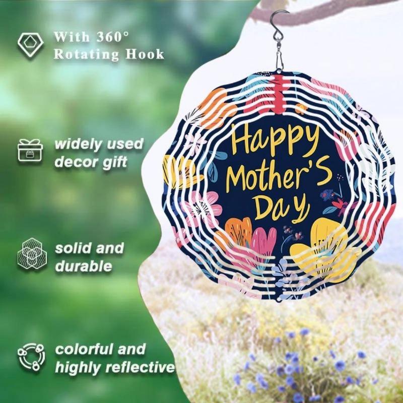 10 Zoll Hängender Windspinner mit 360-Grad-Haken für Balkon-Gartendekor Frühling Sommer Außendekoration