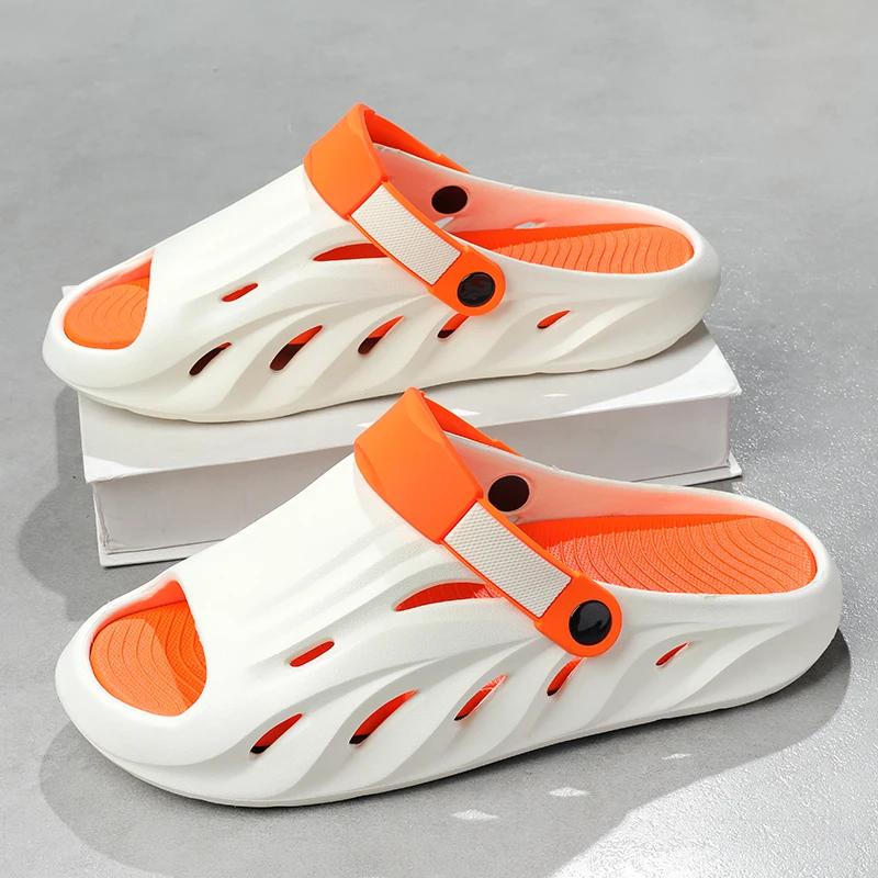 Fashion Casual Thick Bottom Slip-On Slippers Breathable Anti-Slip Summer New Style for Couples Outdoor Wear Comfortable EVA Material