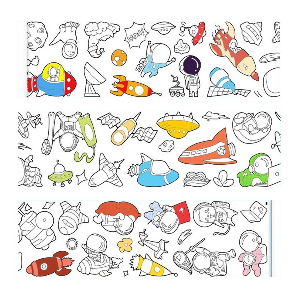 Tegnerull for barn DIY Fargeleggingspapirrull Fargeleggingspapir Rulle Papirklipp for barn Maling Pedagogiske leker