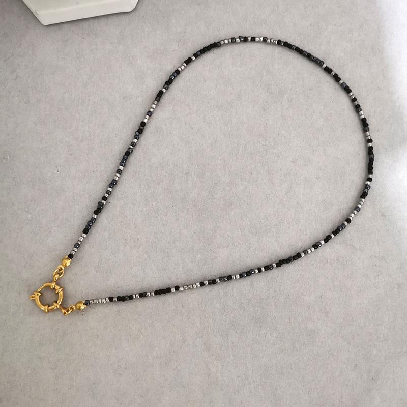 Imitation Pearl Necklace Women Choker Seed Beads Rainbow Stainless Steel Clasp Sailor Buckle Base Chain Gold Color Boho