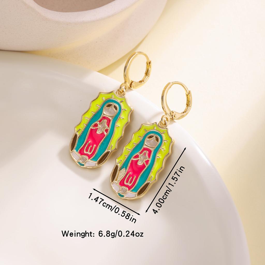 Nidin San Judas Tadeo Virgen De Guadalupe Enamel Drop Earrings For Women Colorful Drip Oil Religious Catholic Ear Jewelry Gifts
