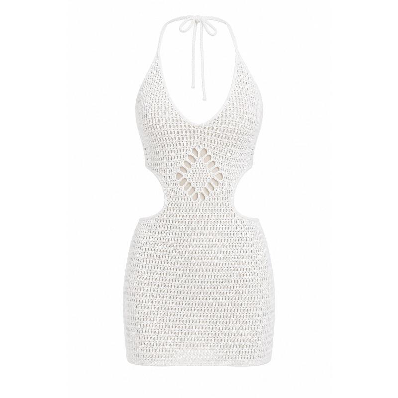 Sexy Hollow Out Strap Bodycon Mini Beach Dress