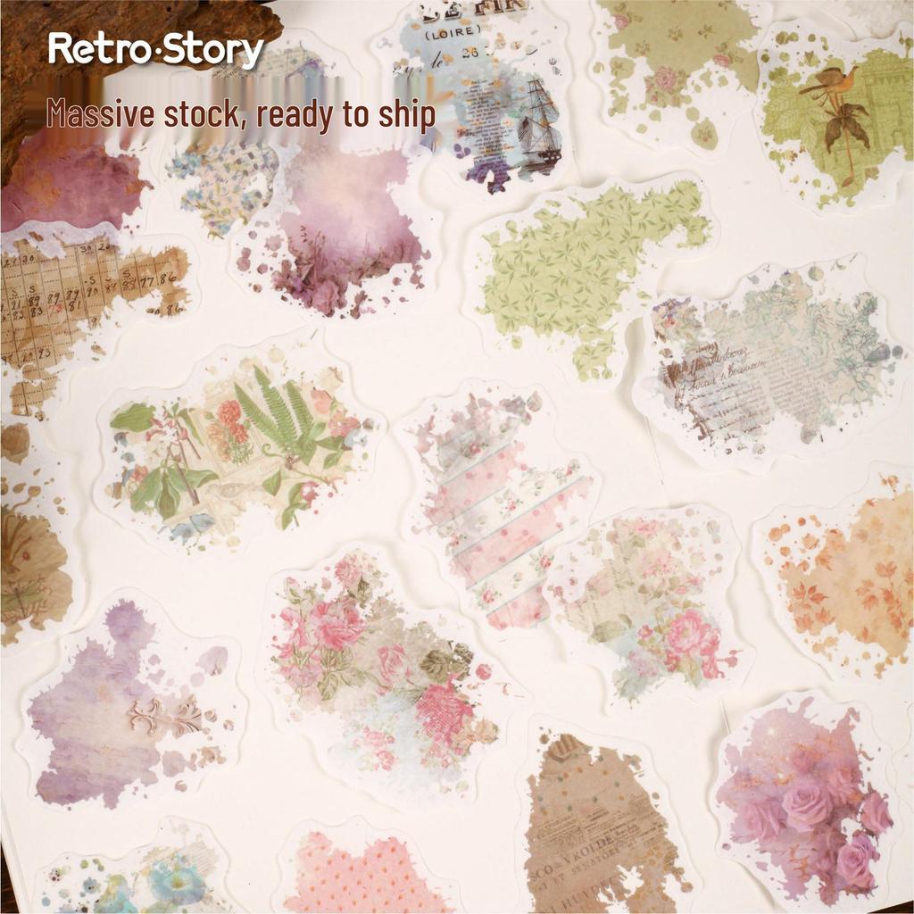 Retro Story Color Halo Planner: 20 Sheets of Decorative Flower Material Stickers