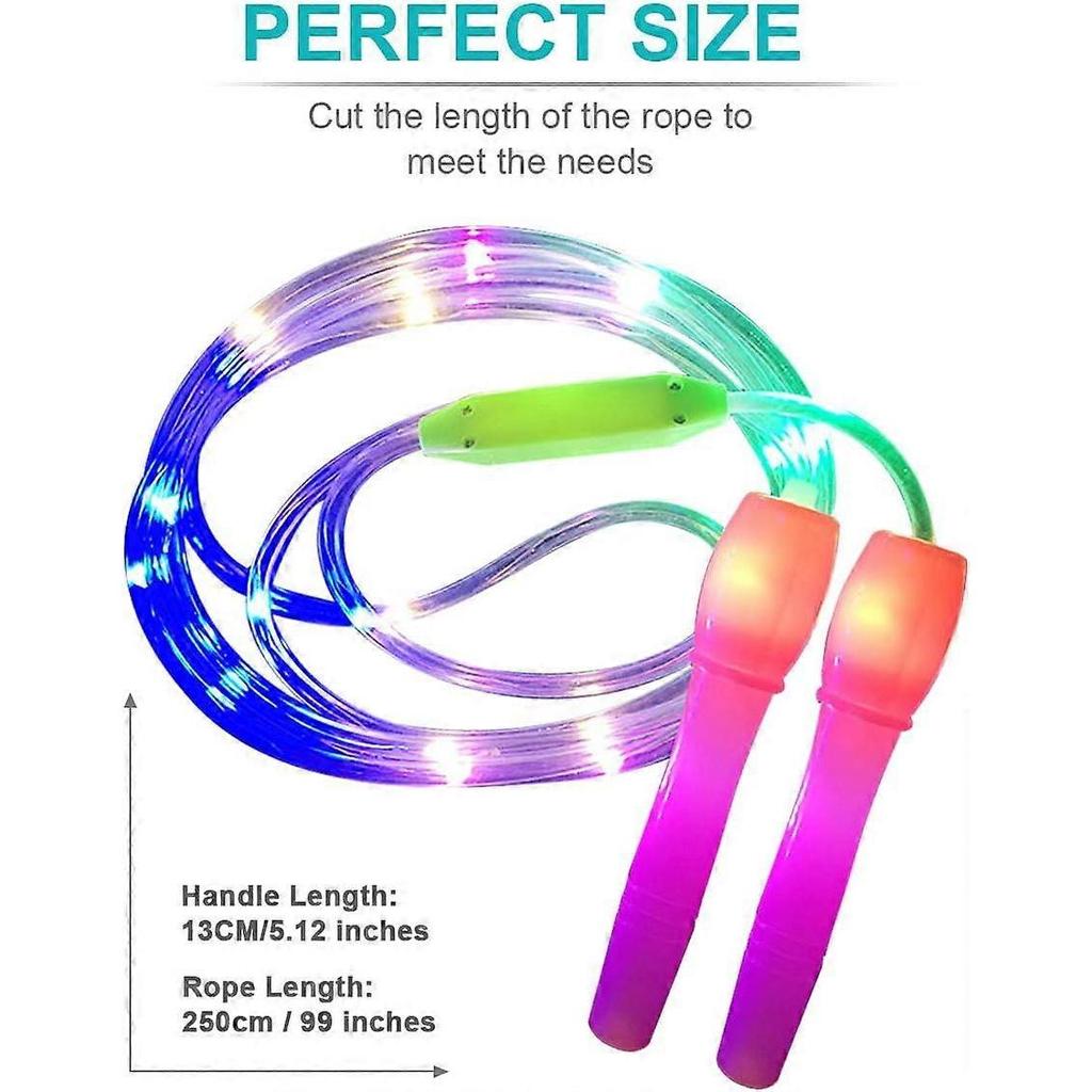 3 Pcs Glowing Skipping Rope Kids 2 In 1 Fitness Skipping Rope Luminous Toys Glow In Dark Flashing Gift for Kids Adults Party Keep