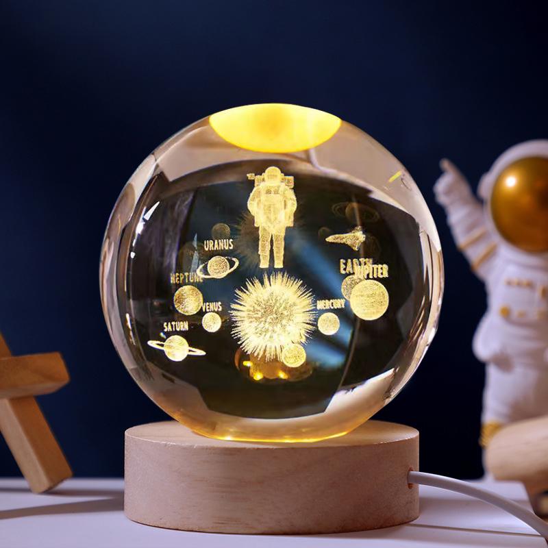 Crystal Ball Starry Night Light: Luminous Glass Solar System Ornament - Perfect Birthday Gift for Women