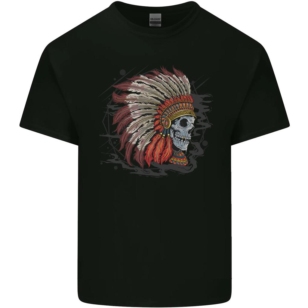 Indian Headdress Skull Native American Biker Kids T-Shirt Childrens