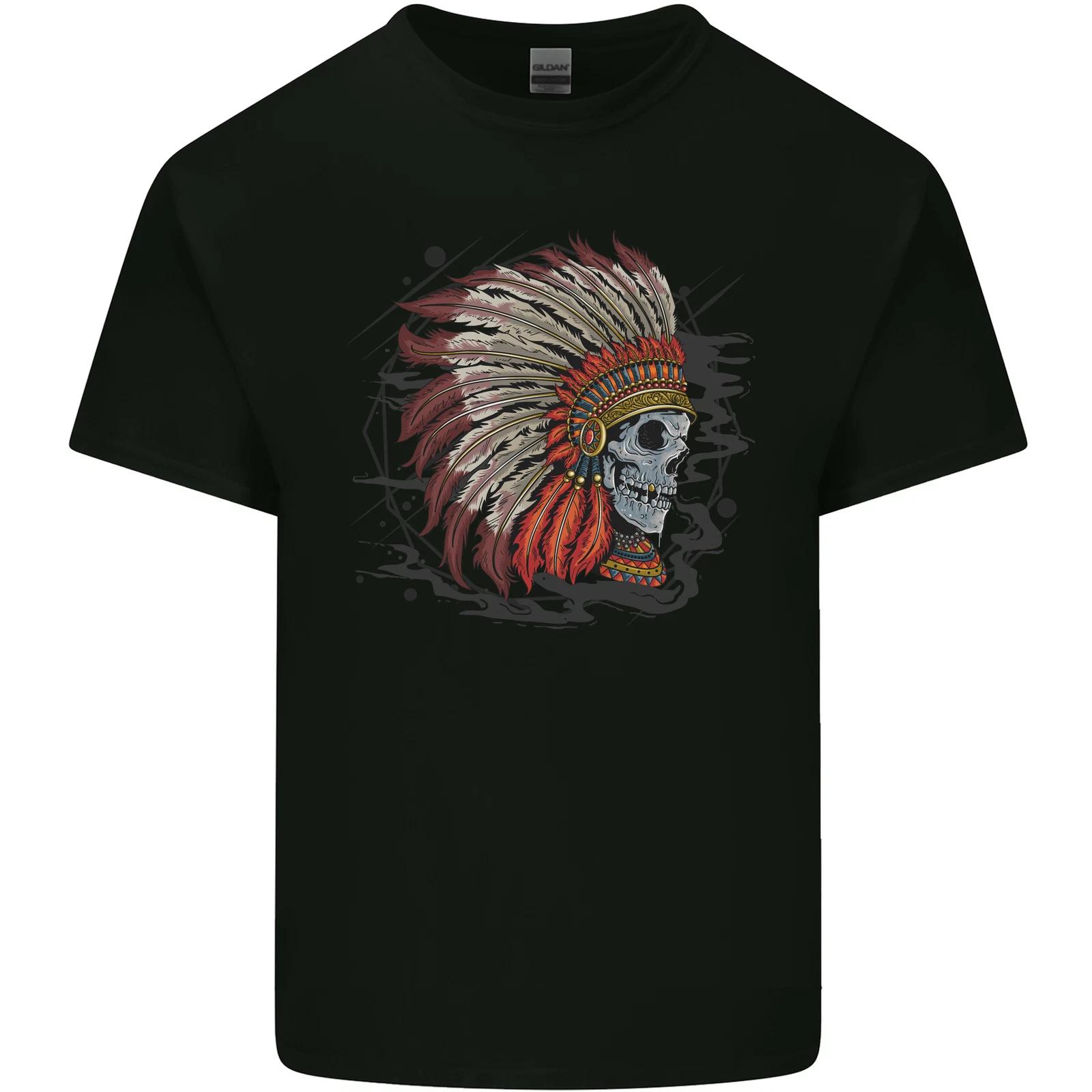 Indian Headdress Skull Native American Biker Kids T-Shirt Childrens 3XL