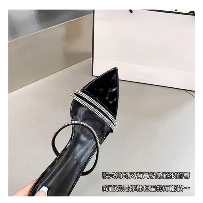 Fashion 2025Sexy High Heels Slippers Rhinestone Dress Party Shoes Summer Mules Thin Heels Runway Slippers Crystal Sandals Woman
