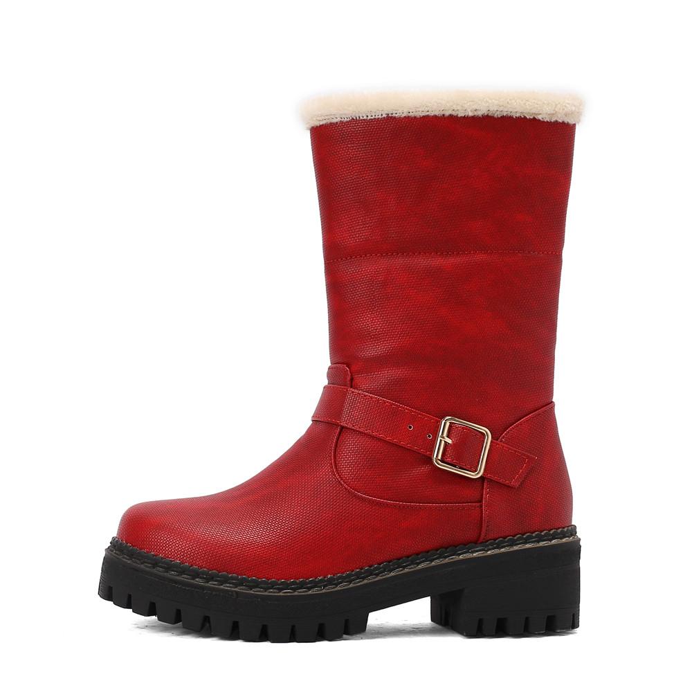 Fashion Winter Boots for Women New Snow Keep Warm Fur Booties Comfort Cuffed Wool Ankle Boots Platform Wedges Cotton Shoes Mid Calf Boot