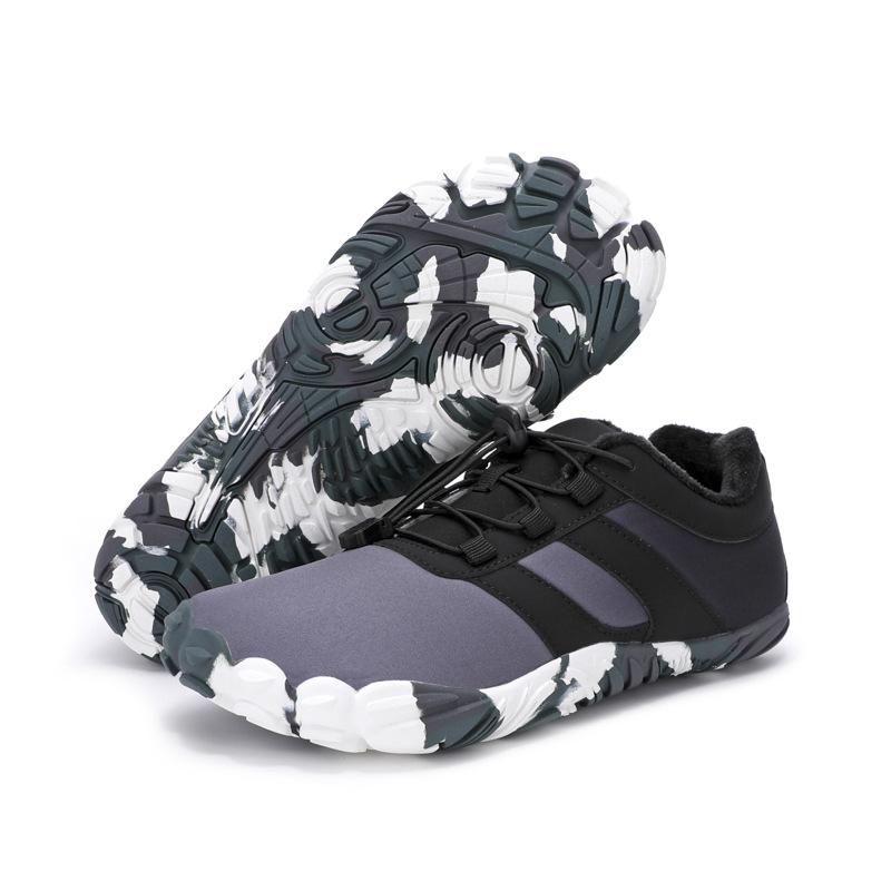 Winter new five-finger warm velvet cotton shoes outdoor sports running light cycling shoes couple shoes