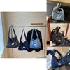 Drawstring Denim Tote Bag For Women With Tophandle Design And Large Capacity For Daily Use