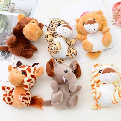 Dierlijke sleutelhanger Jungle dier Aap Tijger Leeuw Giraffe Olifant Luipaard Pop knuffels Leuke cartoon knuffeldier Pluche rugzak Hanger Meisjescadeaus