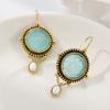 Fashion Trend Inlaid Zircon Imitation Pearl Pendant Earrings, Women's Retro Ethnic Style Holiday Accessories