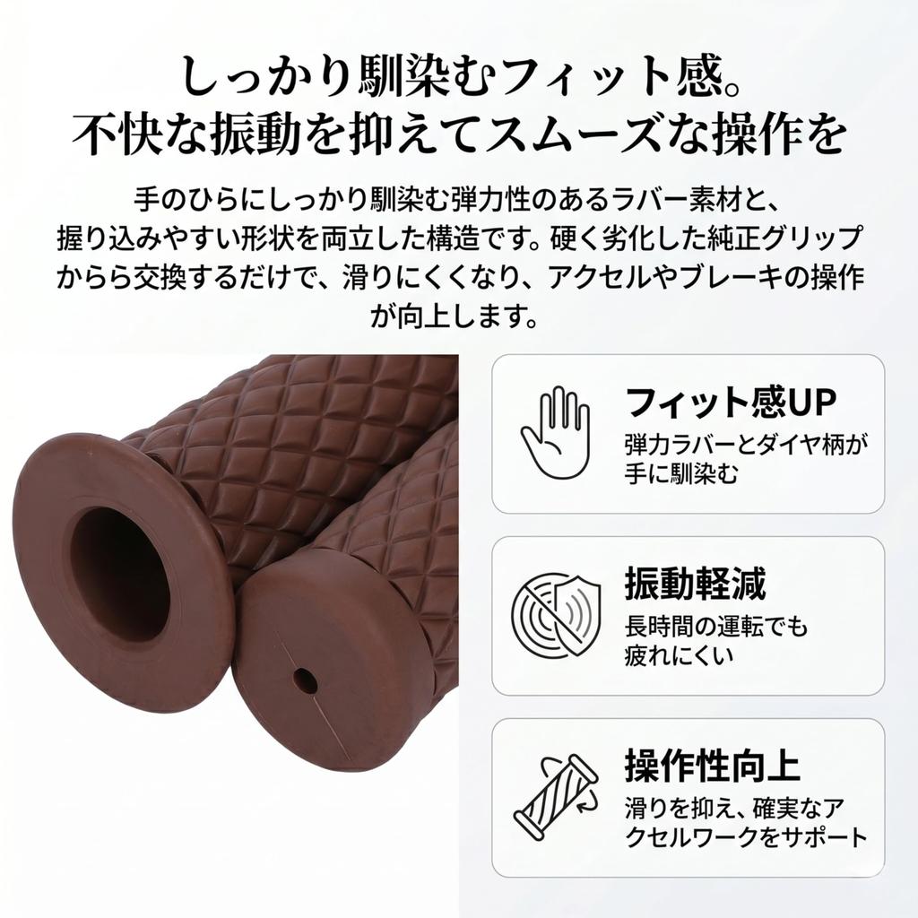 nakira Motorcycle Grip Moped Handle 22.2mm Non-Penetrating Rubber C Type