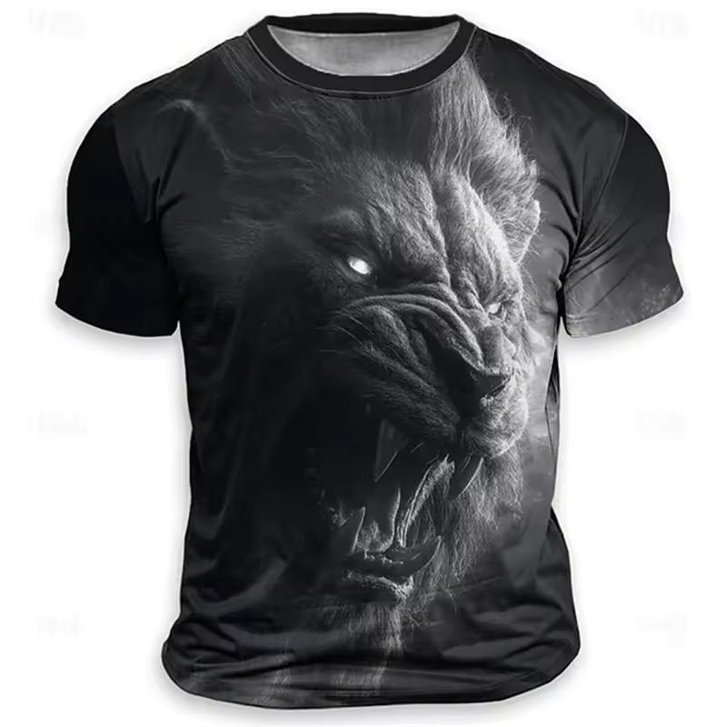 Men's Divine Bull Print T-Shirt Animal Print Short-Sleeve Top Casual Streetwear Oversized Short-Sleeve Men Vintage Clothing