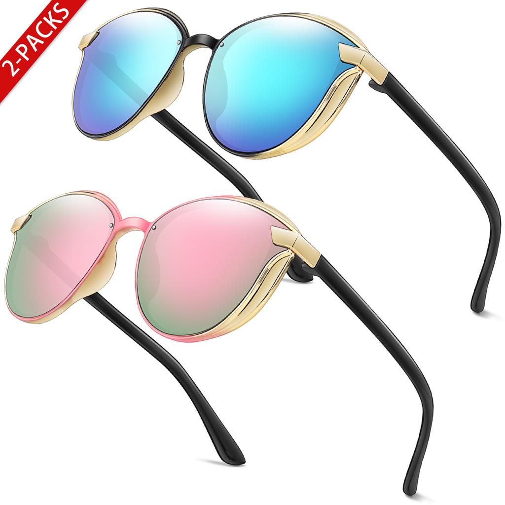 2 Pairs and 6 Pairs Vacation Sun Glasses Plastic Light Classic Oval Eyewear for Women and Men for Outdoor Travel Beach Vocation
