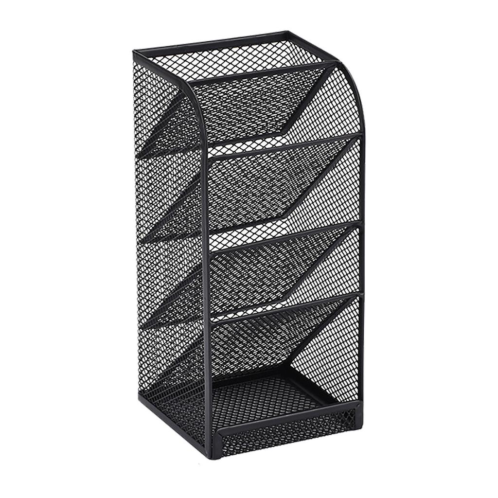 Metal Pen Organizer For Desk Mesh Functional Art Supply Pencil Holder With 5 Compartments For Office Home School Workspace