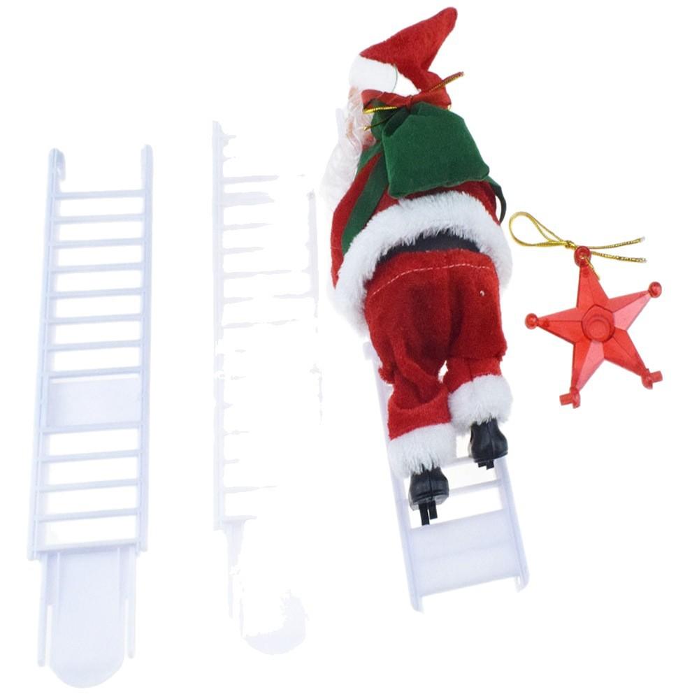 Electric Climbing Ladder Santa Claus Music Doll Christmas Ornament Decoration for Home Christmas Tree Hanging Decor NewYear Gift