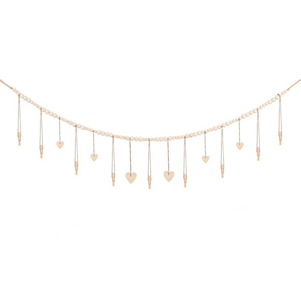 

Деревянные бусины, настенный подвесной дисплей с зажимами для гостиной, спальни, украшение для фона, декор для хранения фотографий