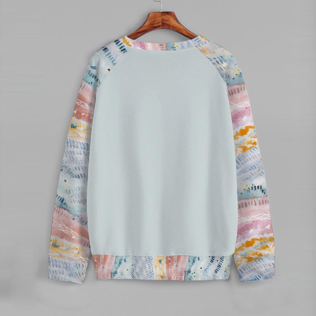 Women's Cross-Border Digital Print Raglan Round Neck Hoodie for Spring & Autumn