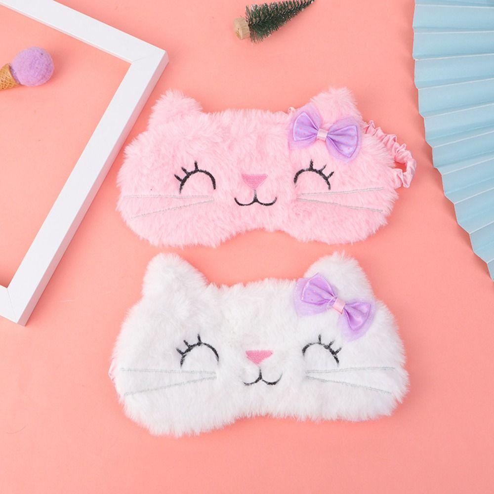 Masque de nuit en peluche douce Bloquant la lumière Couvre-yeux dessin animé Mignon Masque de nuit pour enfants Pour enfants