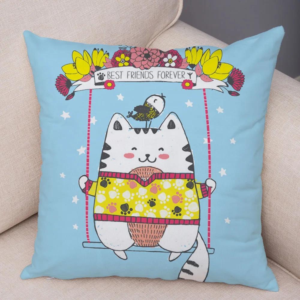 Colorful Pet Cat Decorative Pillowcase Office Living Room Car Ornaments Home Pillowcase