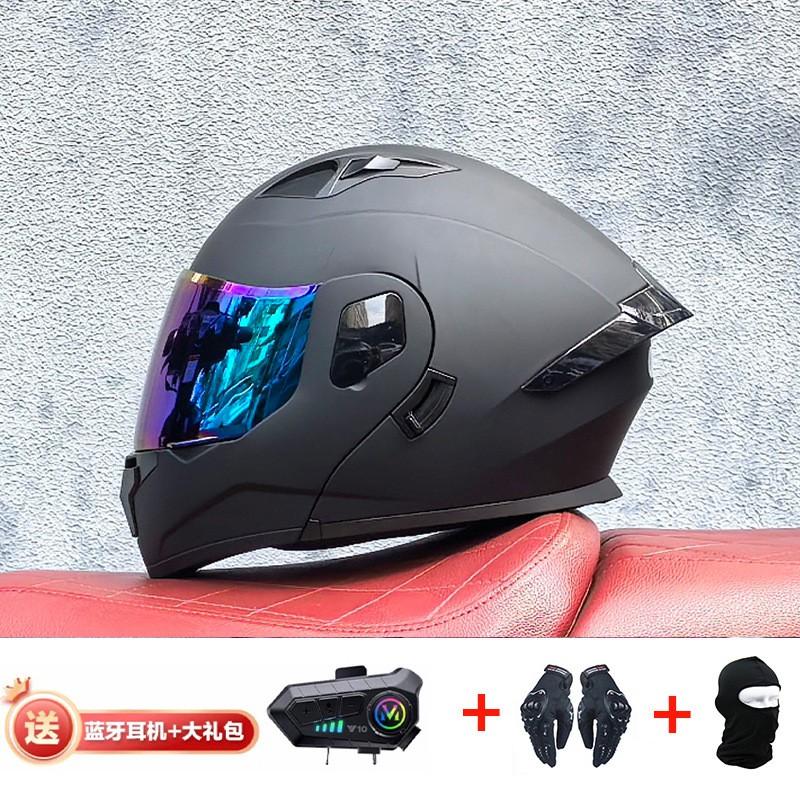 Modular Flip-Up Motorcycle Helmet With Dual Visors Bluetooth Intercom ABS Shell All-Season Unisex Adult Size M-XXL