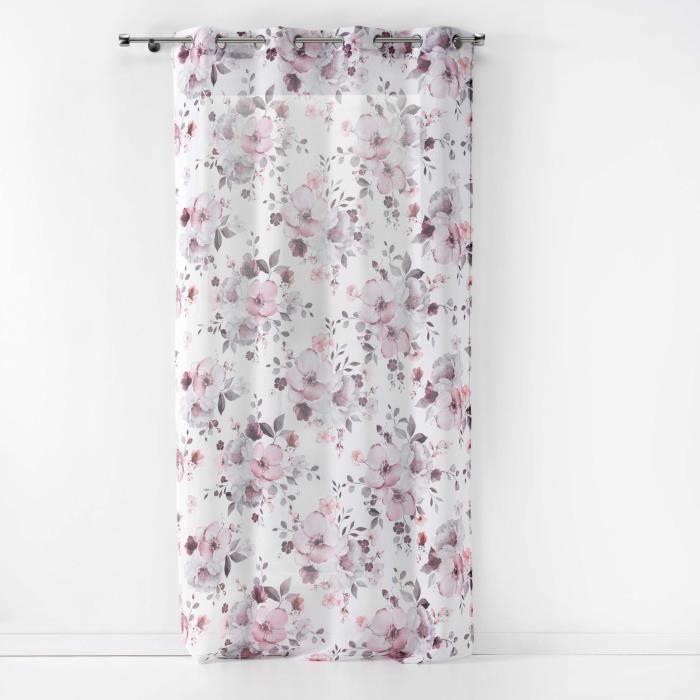 Rideau - Voil - Bouquet de fleurs - 140x280 cm - 100% polyester - Lavable en machine