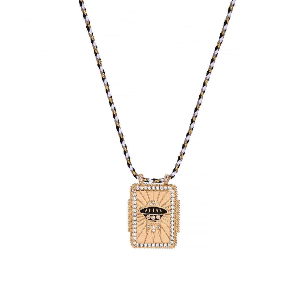 Accessories Square Brand Bohemian Literary Retro Style Tarot Necklace Women'S Rope Long Necklace
