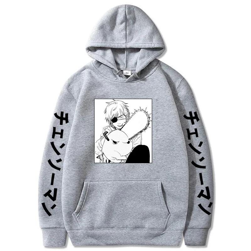 Anime Chainsaw Man Hettegenser Dame Streetwear Langermet Harajuku Genser Topper Gotisk Hettegenser Løse Hettegensere