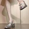 Fashion Female Shoes On Sale 2024 Fashion Buckle Women's Pumps Autumn Square Toe Bow Tie Solid Dress Chunky Heels Mary Jane Shoes