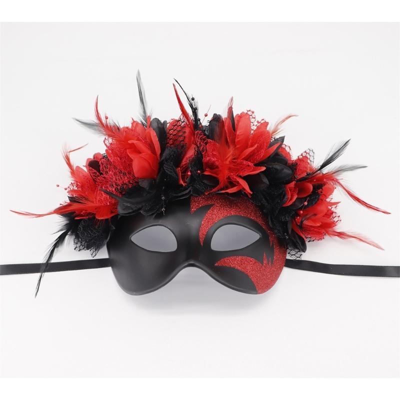 Feathered Masquerade Mask Halloween Party Eye Mask Half Face Mask for Women Cosplay Masquerade Decoration Eyewears