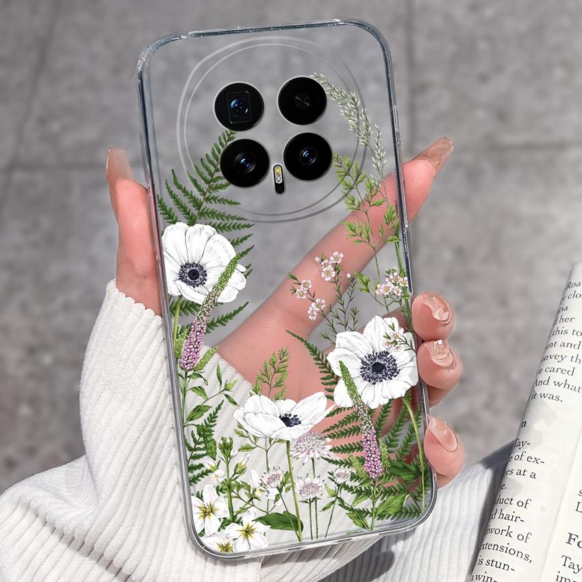 Für Huawei Honor Magic8 7 6 5 Pro Nova 12 Ultra 12i Handyhülle Schönes Blumenmuster Transparentes Silikon Vollschutzhülle Für Huawei Gehäuse