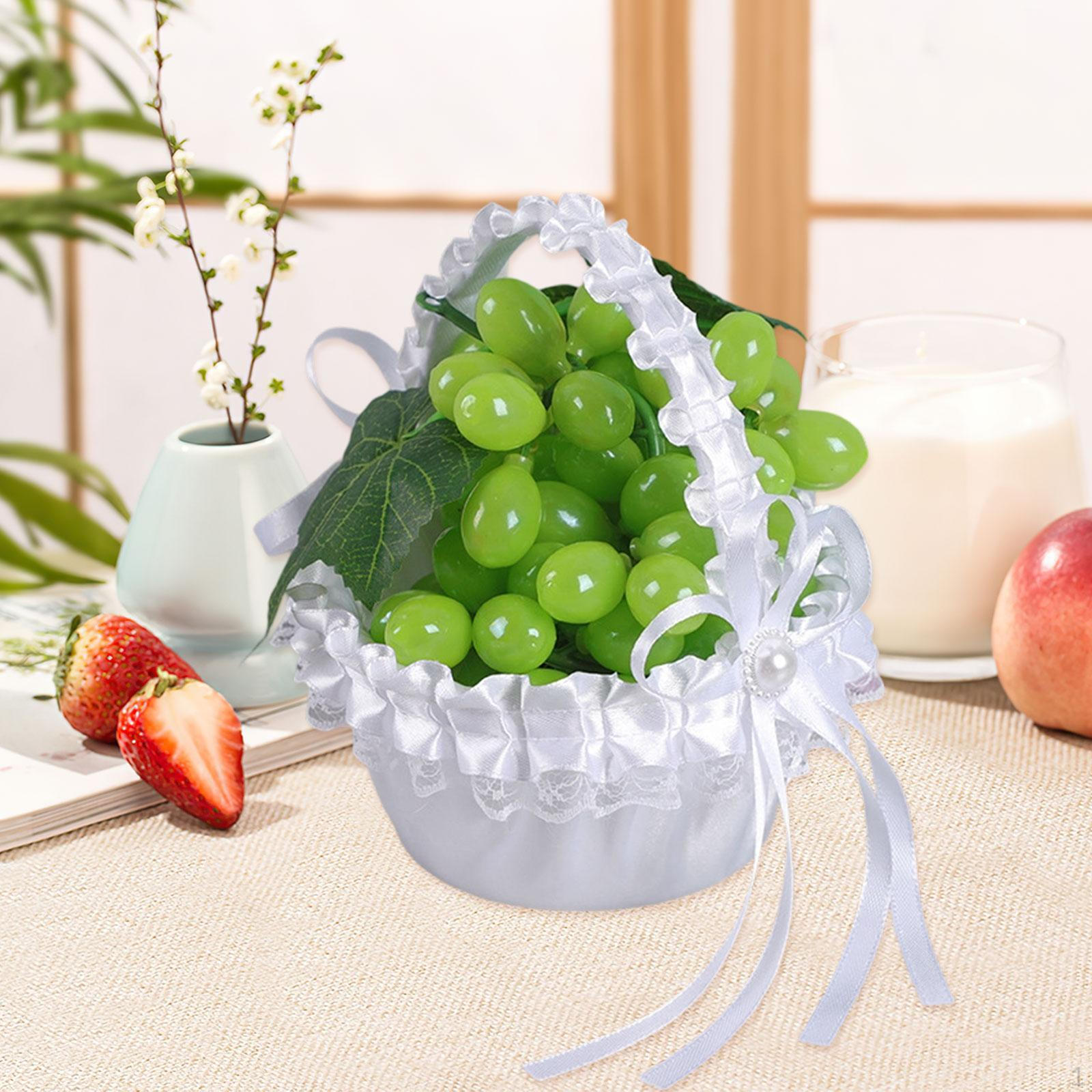 

Свадебная корзина для девочки-цветочницы, для хранения, портативная, украшение, романтичный контейнер с бантом и кружевом