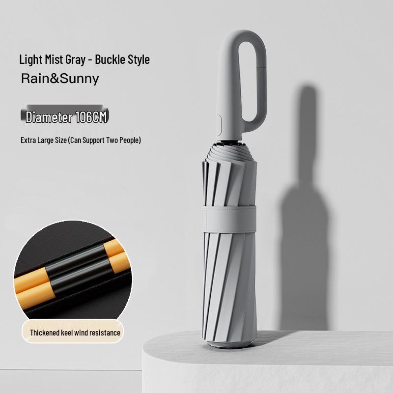 Automatic Buckle Women’s Umbrella: Windproof, Reinforced, Sun & Rain UV Protection