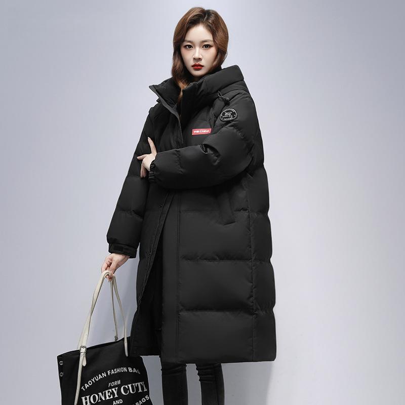 Winter  Over The Knee Hooded Mid Length Unisex Cotton Jacket, Loose and Thick, Warm Couple Jacket for Women