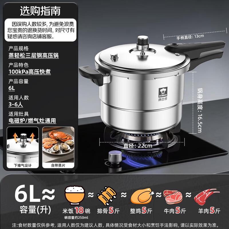 KOBACH 6L 22cm 304 Stainless Steel Pressure Cooker