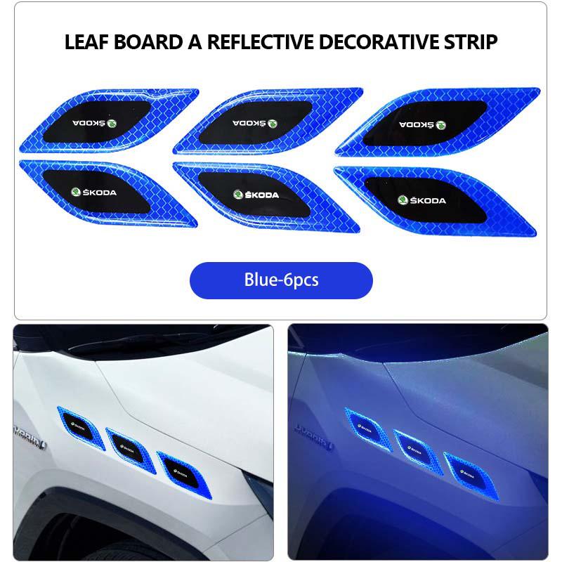 Car Side Fender Reflective Safety Strip Stickers Auto Warning Reflector Sticker For Skoda Fabia Kamiq Superb Scala Enyaq-iV MK3  CX3